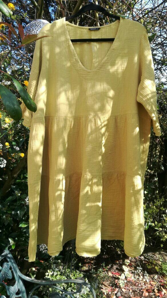 ROMAN TEXTURED TIERED COTTON SMOCK DRESS SIZE 20