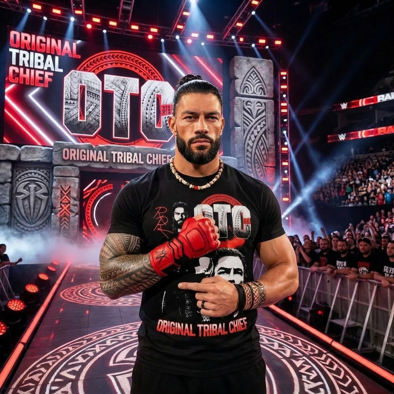 Roman Reigns OTC T-Shirt Original Tribal Chief WWE Black Cotton Tee Men All Size