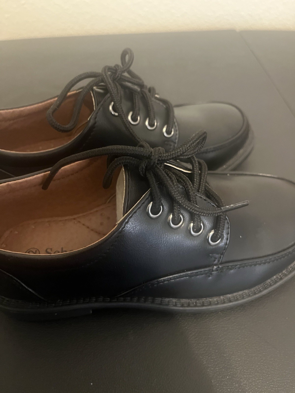 School Rld Men’s Black Lace-Up Dress Oxford Shoes Round Toe Solid Size 12