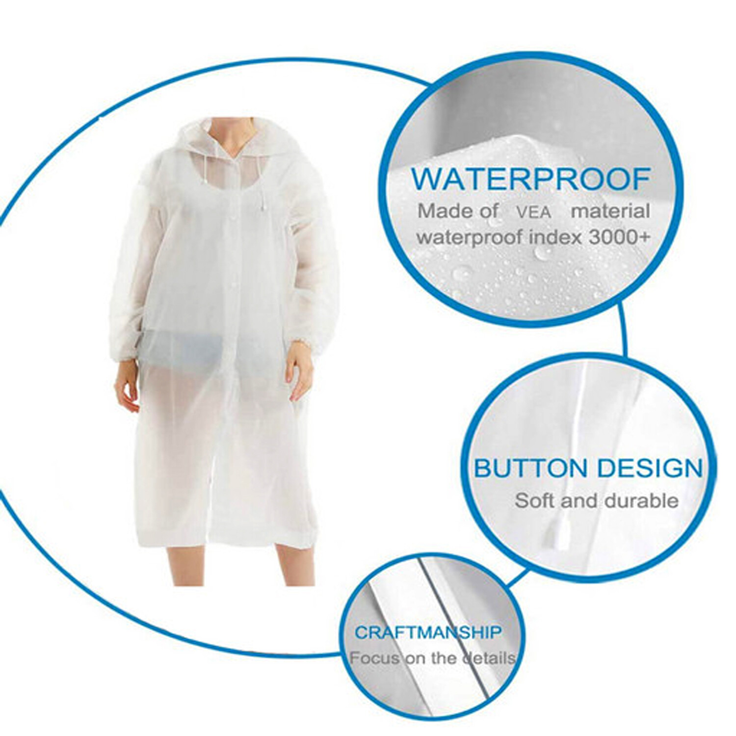 Women Men Adults Waterproof Jacket Raincoat Rain Coat Hooded Poncho Rainwear NEW