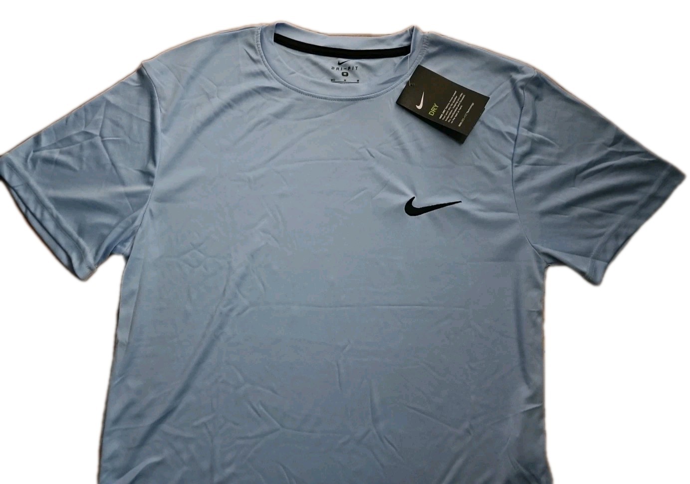 Nike Men’s T-Shirt Dri-Fit Crew Neck Sports Gym Football Shirt Top Tee Blue L.
