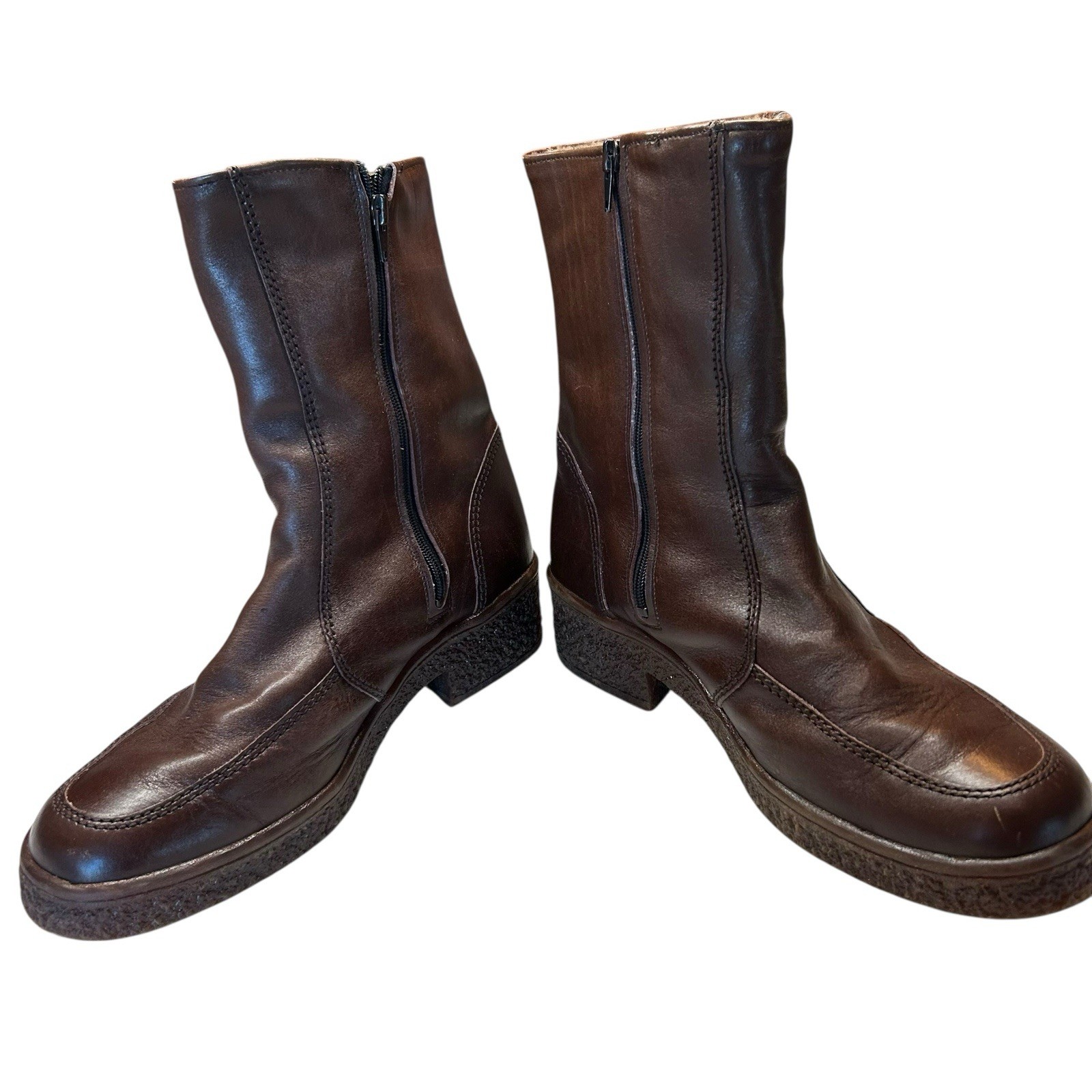 VTG BAMA LAMS Brown Leather Sheepskin Lined Boots West Germany Size 10.5 READ