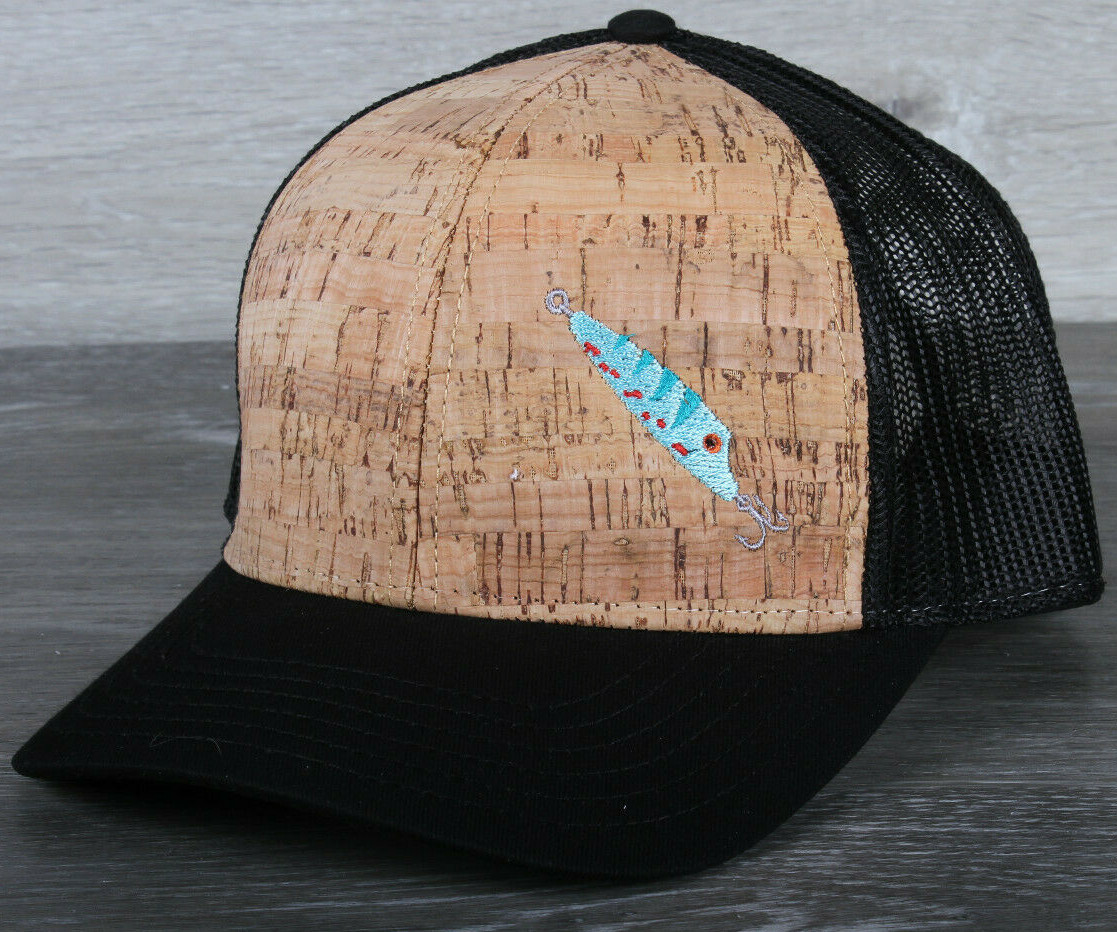 Fishing Lure Embroidered on an Otto 6 Panel Cork Mesh Back Hat