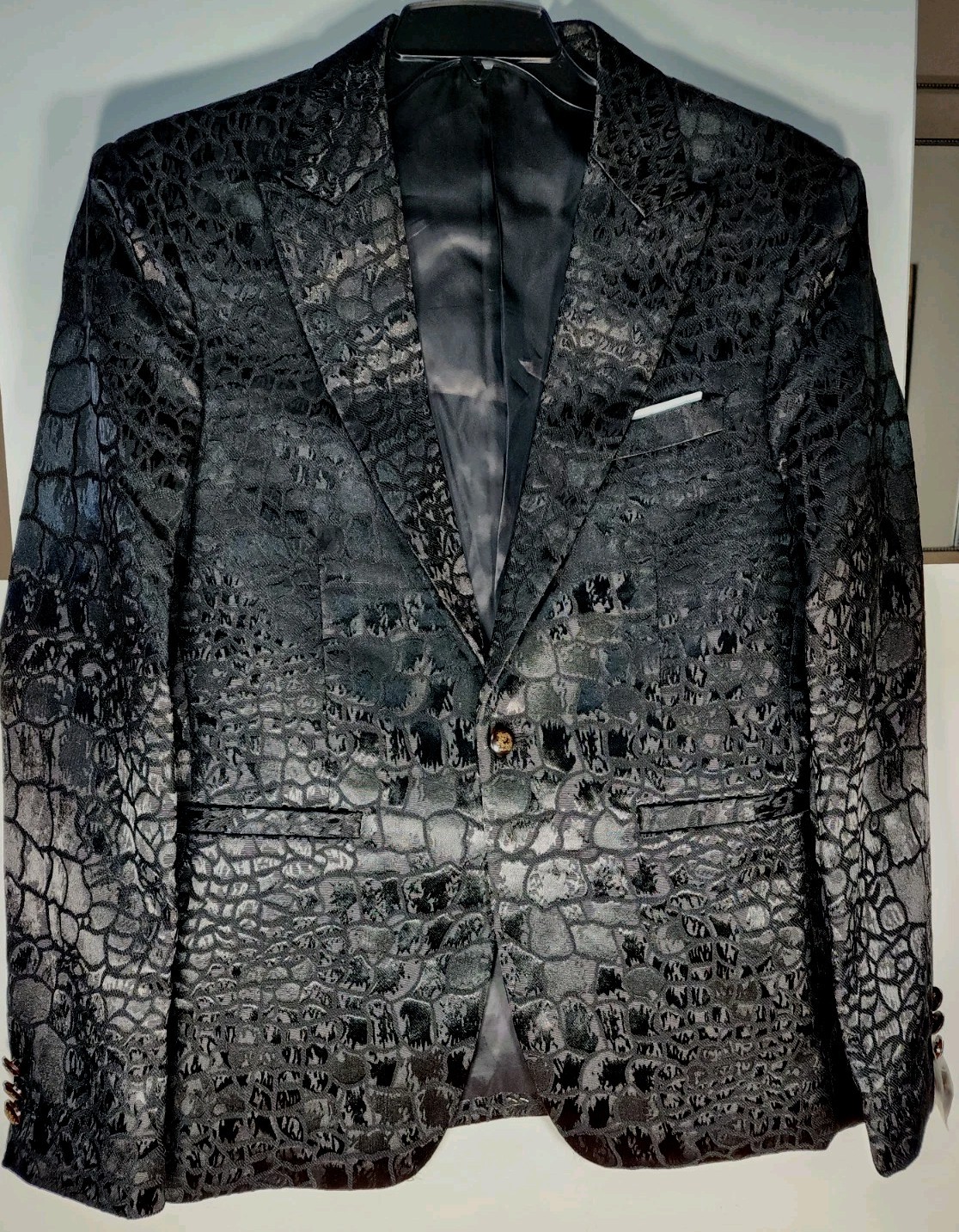 Wyston Duke Blackthorn Jacquard Crocodile Blazer Jacket Size 40R