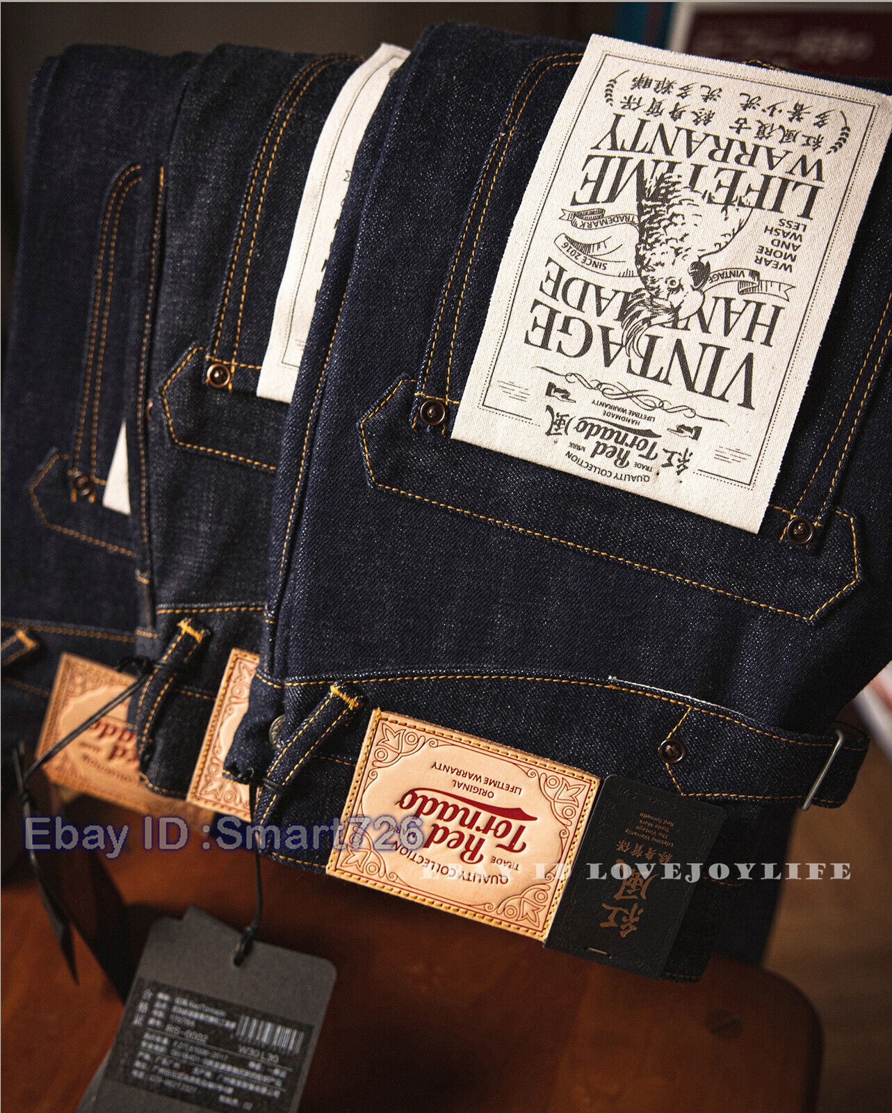 Red Tornado Vintage 16.5oz Men’s Jeans Shrink to Fit Denim Selvage Button Fly