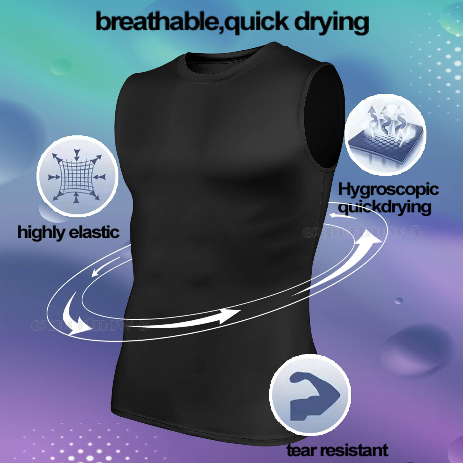 3PCS Mens Compression Sport Vest Tight Tank Base Layer Sleeveless Top Singlet