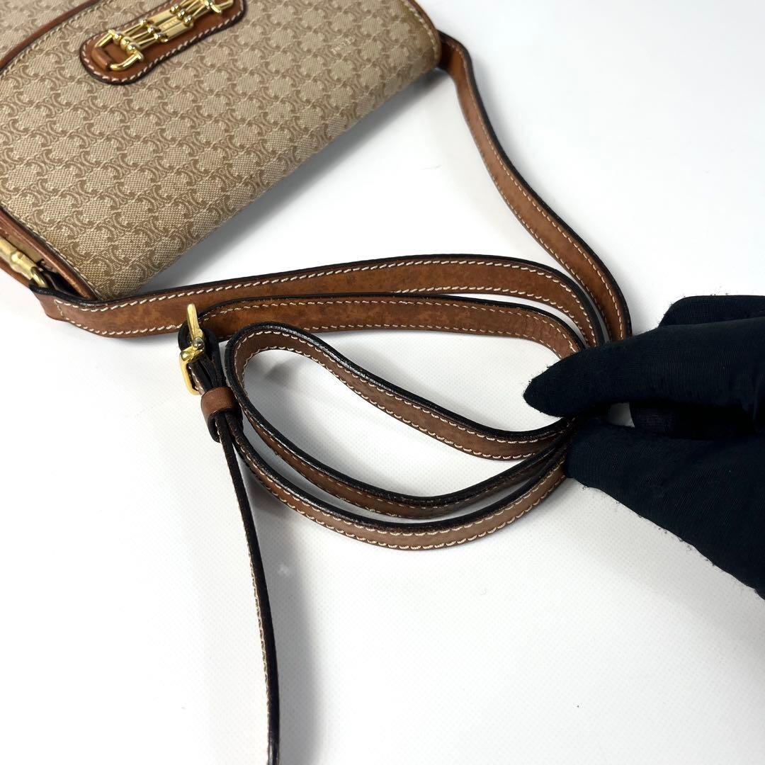 CELINE Shoulder bag Macadam Horsebit Beige Vintage Authentic From Japan