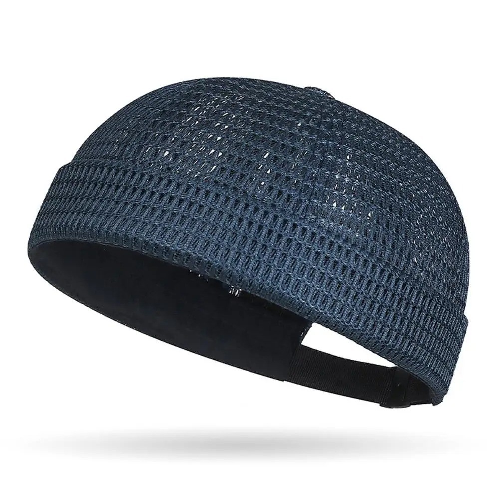 Men Breathable Quick Dry Mesh Skullcap Hat Summer Brimless Adjustable Sun Cap