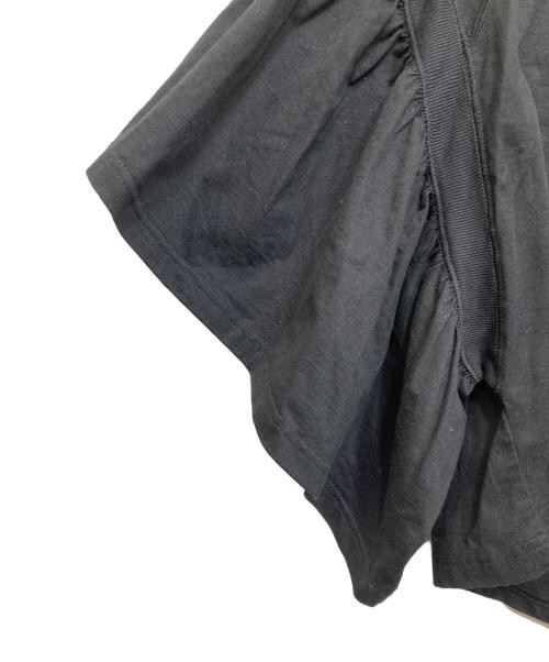 COGTHEBIGSMOKE Black Cotton Gathers Slv Top, Relaxed Fit, Japanese Made