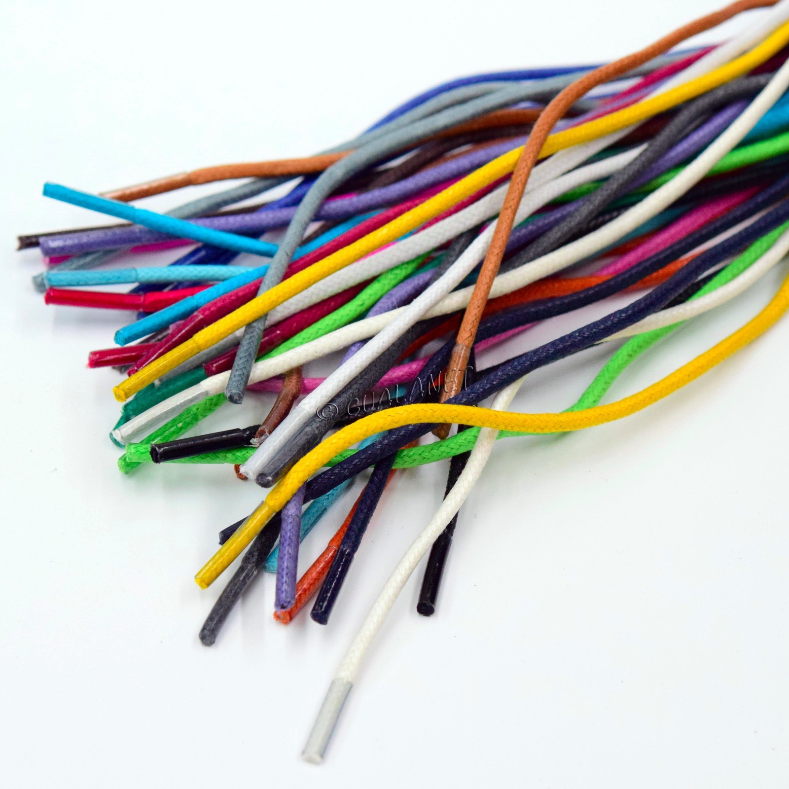 ROUND Premium Waxed Cotton Dress Shoelaces Thin Colorful Shoe Boot Laces Strings