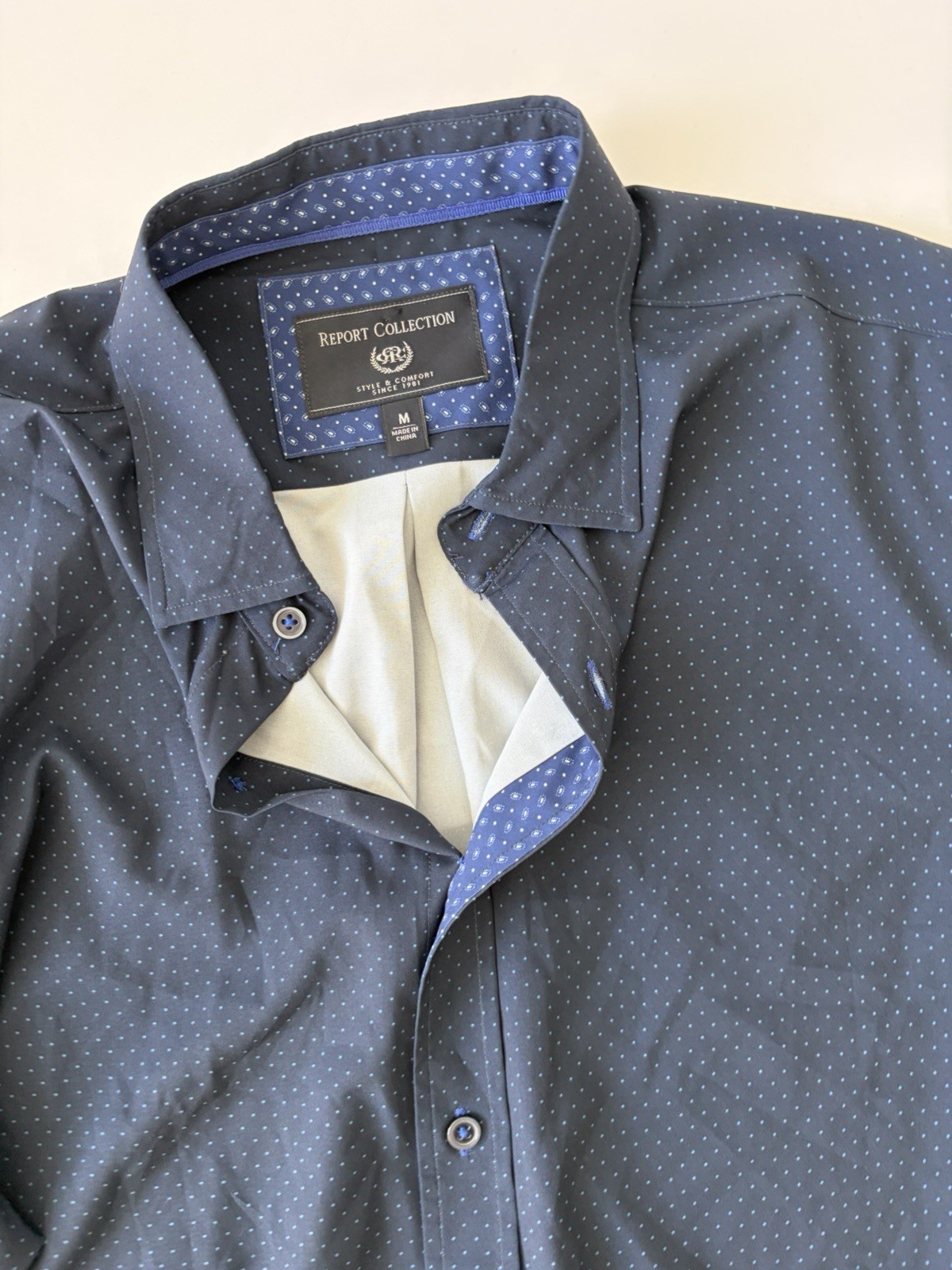 Report Collection Flex Knit Shirt Men’s Navy Modern Fit Style Casual Size M