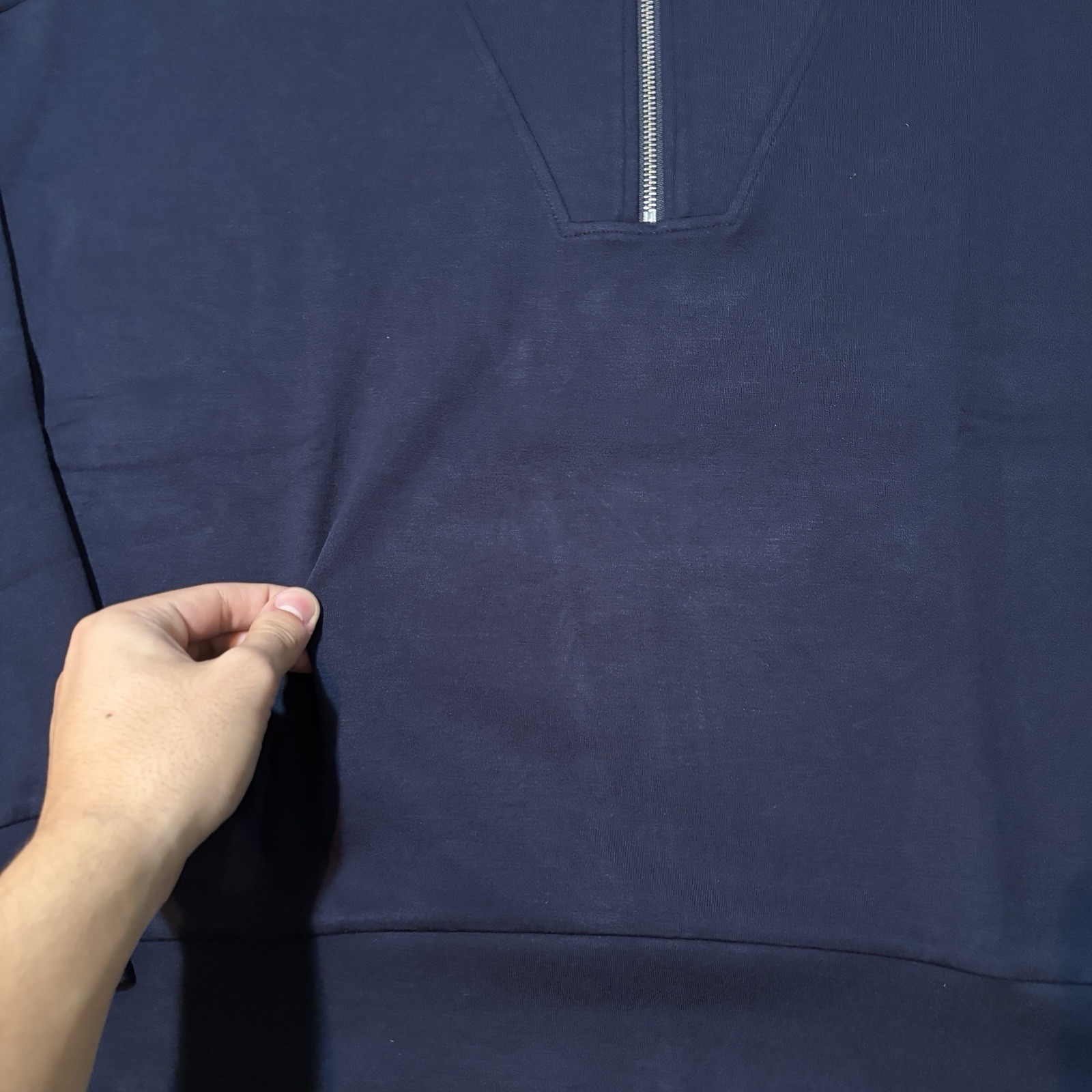 Varley Sweatshirt Womens Medium Blue Double Soft Knit Hawley Half Zip NEW