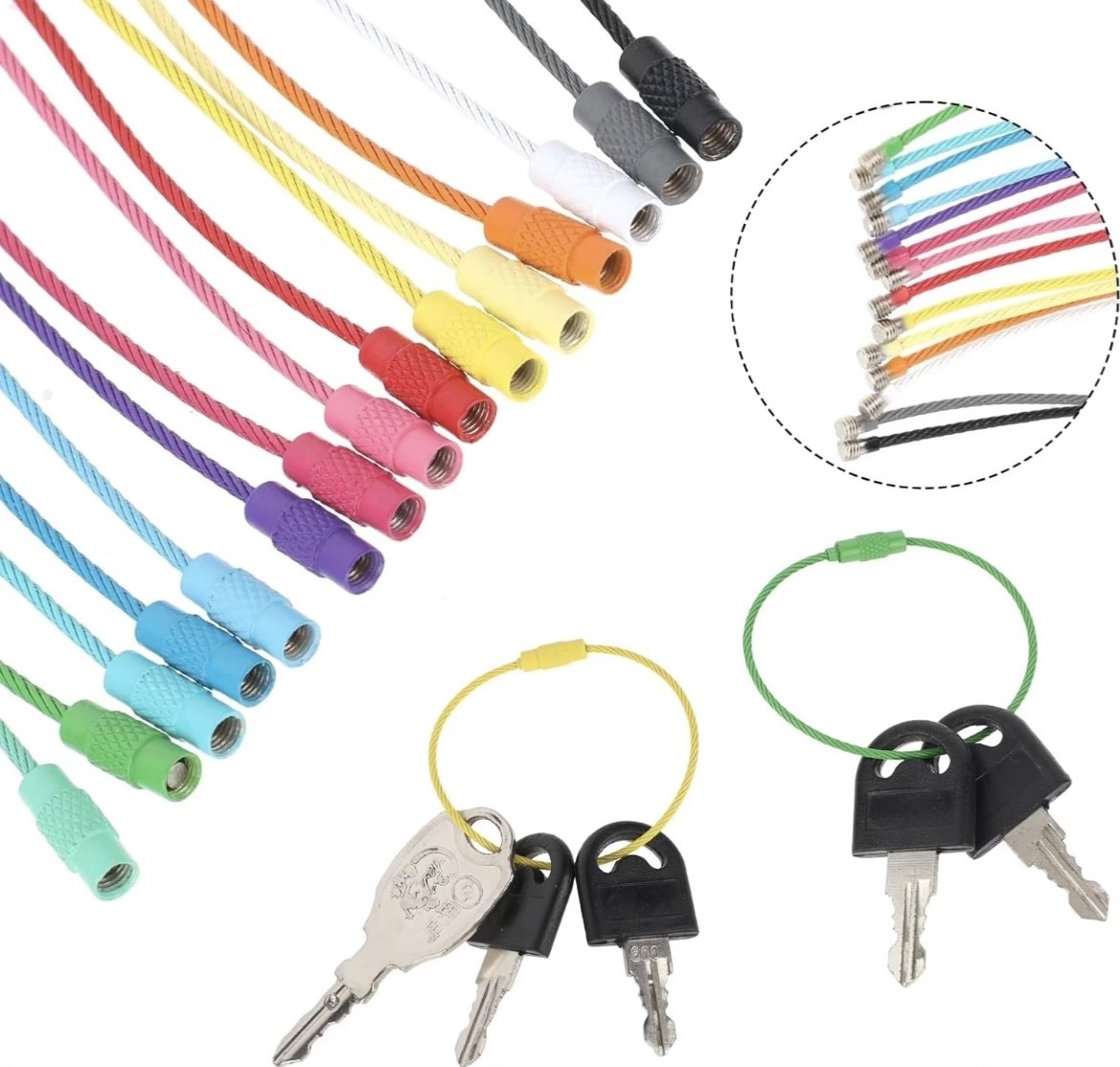 1 Pack – Wire loop Painted Stainless steel Luggage Multipurpose Key Ring Chain