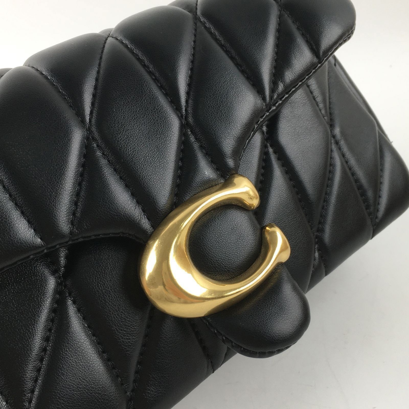 COACH Tabby Shoulder Bag 26 Quilted CP150 Brass / Black Nappa Leather Outlet New