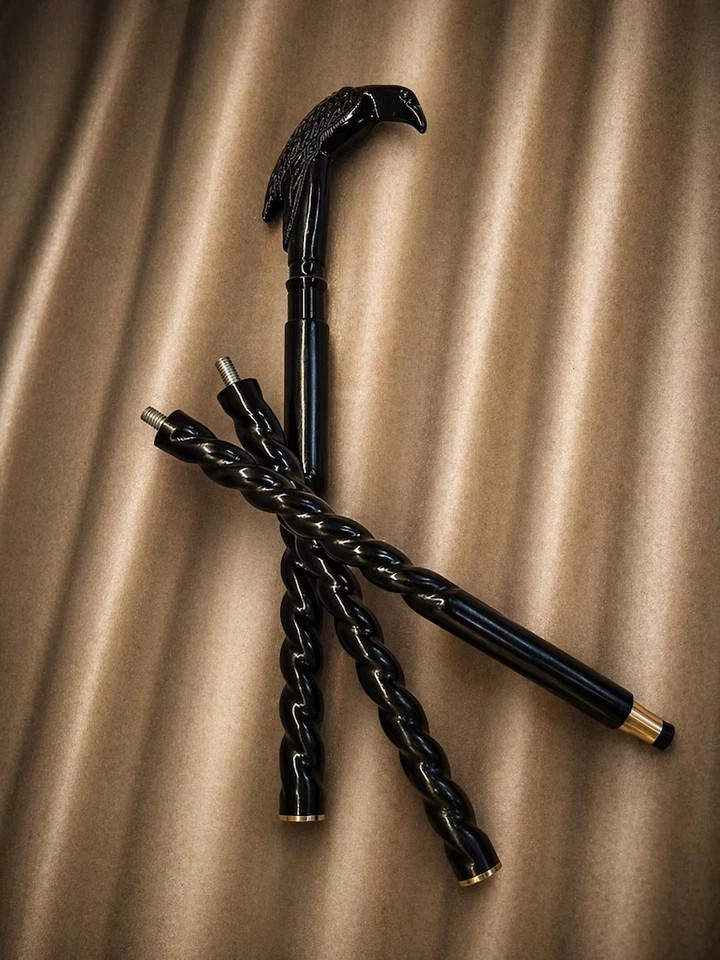 Raven Head Walking Cane Gothic Victorian Wooden Stick Detachable Costume Cane
