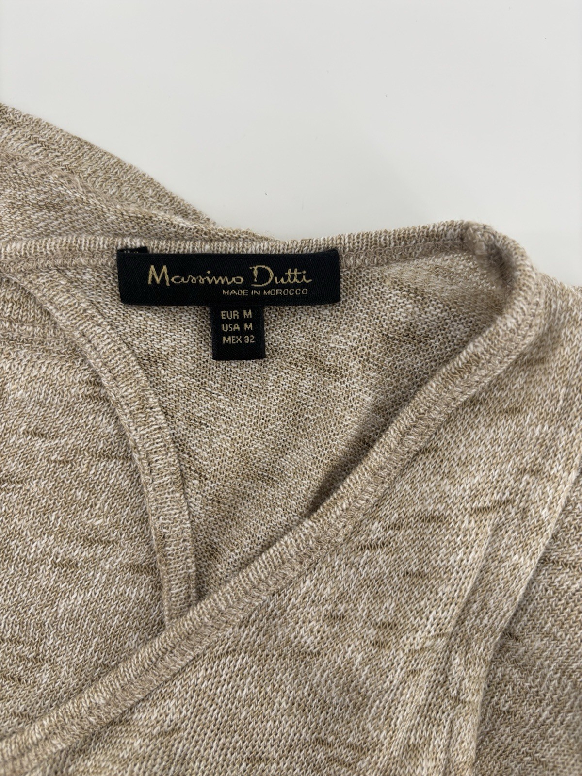 Massimo Dutti Sleeveless Tank Top Sz M Italian Linen Keyhole Back Old Money