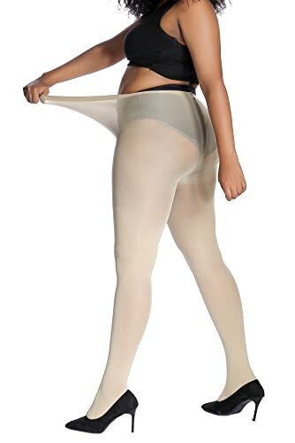 Womens Thigh High Stockings Silicone Lace Top Stay Up Silky Semi-Sheer Pantyhose