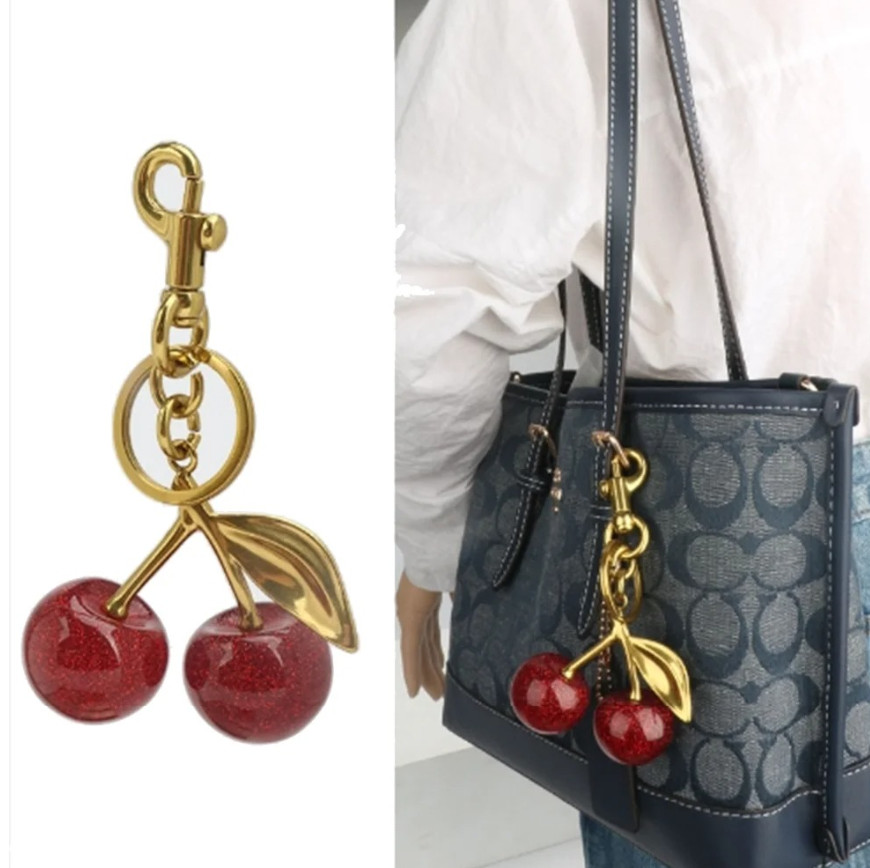 1pcs Red Cherry Pendant Keychain – Summer Fruit Charm for Bags & Keys – NEW