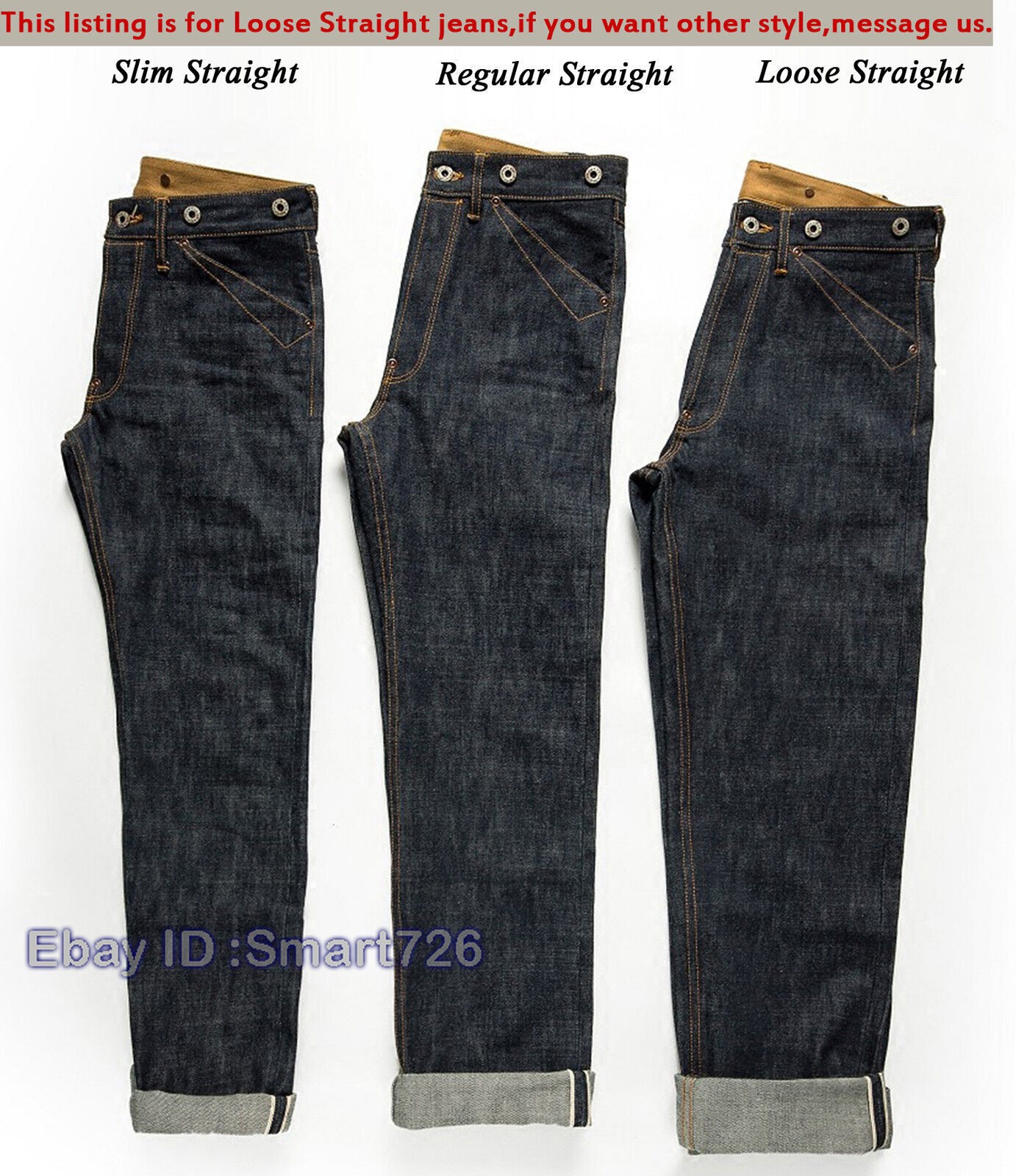 Red Tornado Vintage 16.5oz Men’s Jeans Shrink to Fit Denim Selvage Button Fly