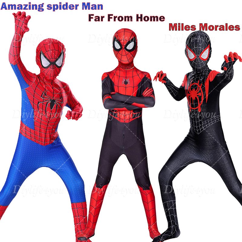 Kids SpiderMan Cosplay Costume Boys Tobey Maguire Outfit Jumpsuit Fancy Dress