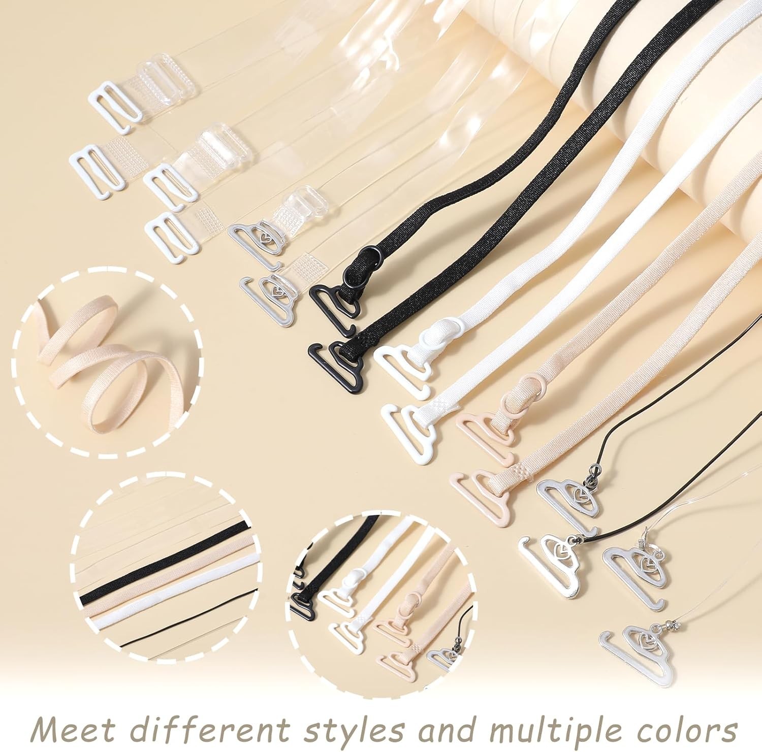 24Pcs Clear Bra Straps Invisible Bra Straps Replacement Elastic Dance Bra Clear