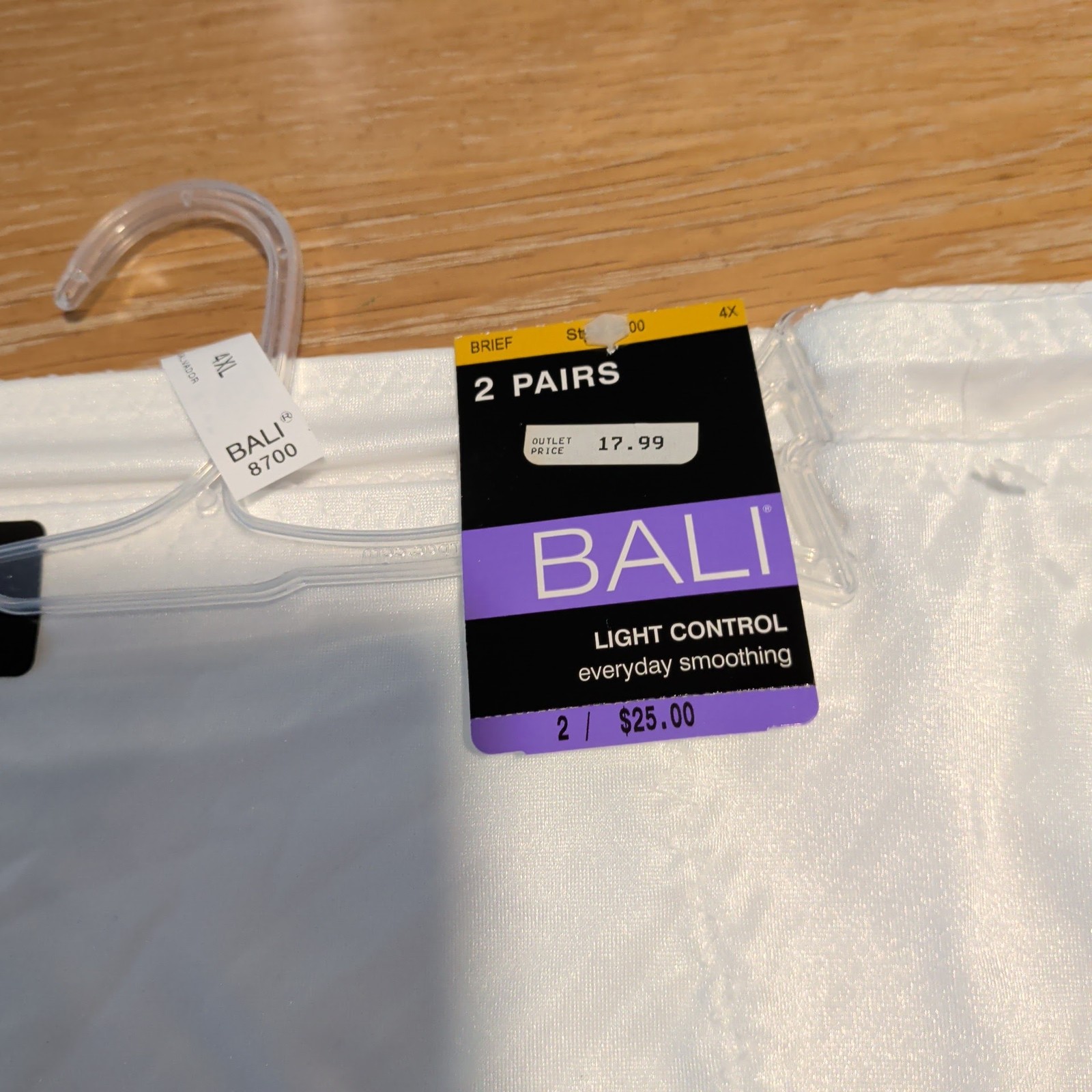 Bali Women’s 4XL Light Control Everyday Smoothing Brief Underwear 2-Pack White