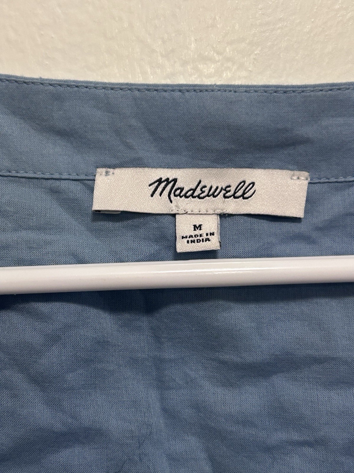 MADEWELL Tranquil Lake Blue Button Front V Neck Mini Dress Size M