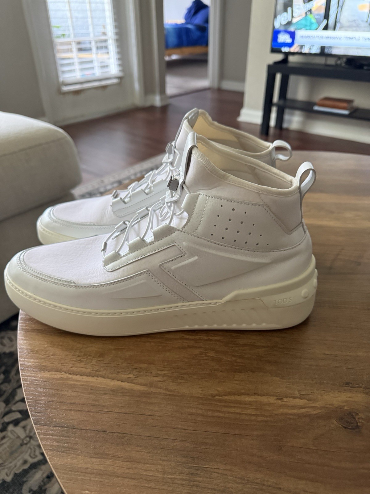 Tod’s No_Code Men’s White Leather High Top Sneakers T-Logo Perforated