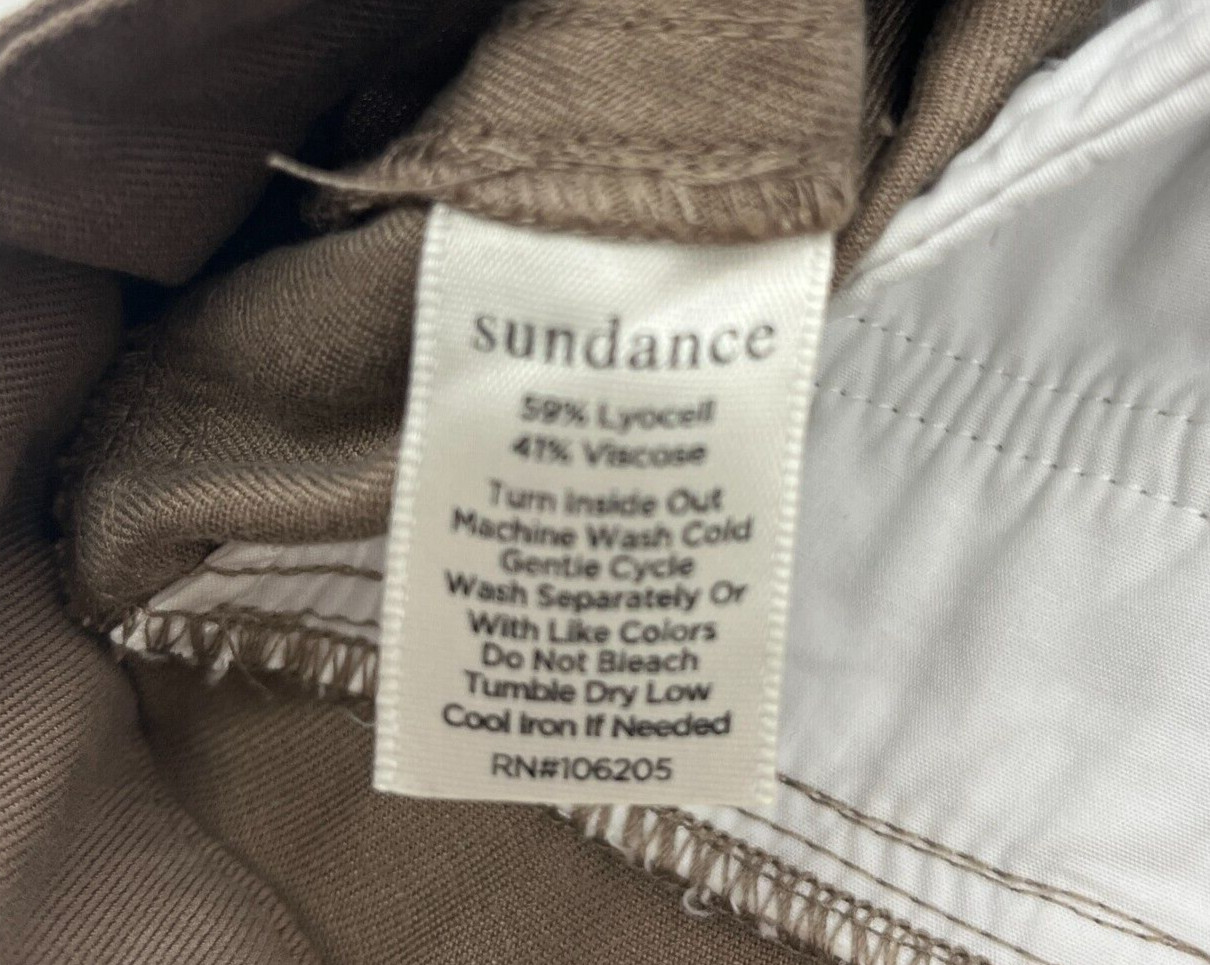 Sundance Fluid Days Pants Lyocell Viscose High Waist Belted Clay Brown Size 14