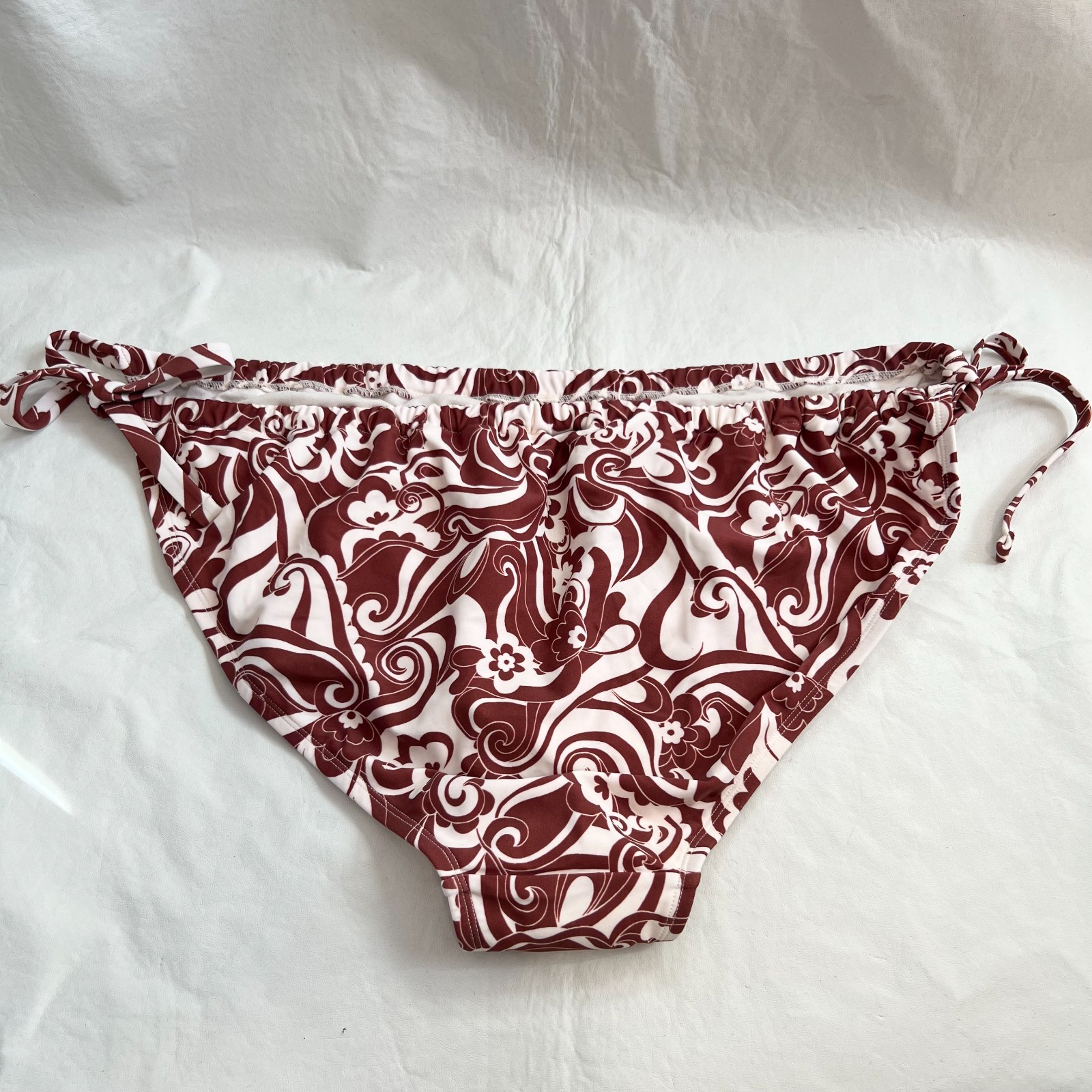 Wild Fable bikini bottoms white brown floral swirl side tie Plus size 3X swim