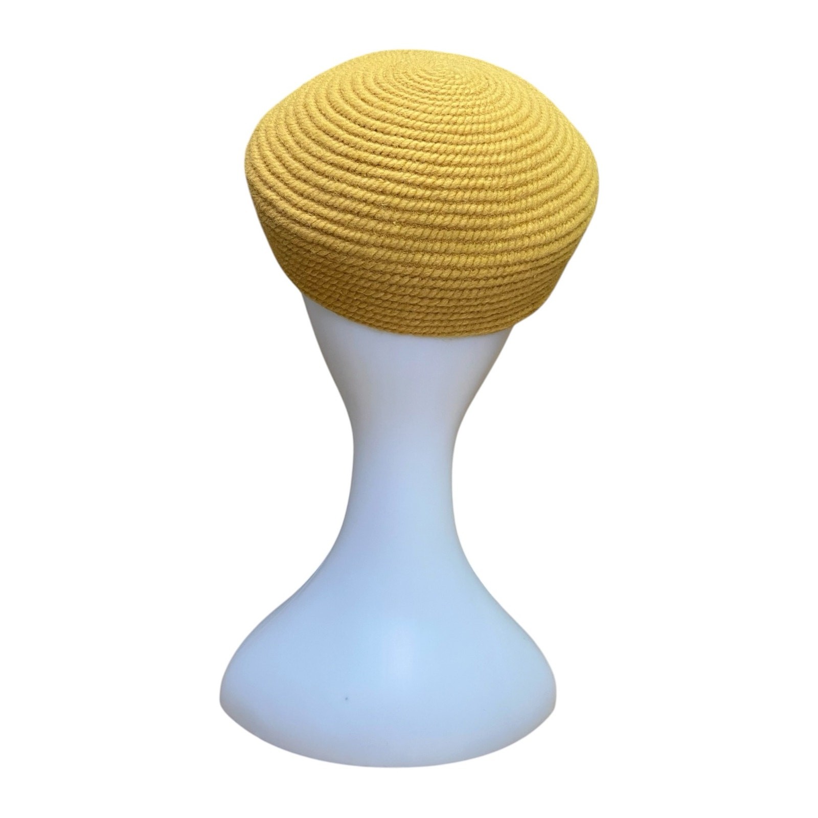 1960s Golden Yellow Pillbox Hat Everitt Original Woven Tilt Hat