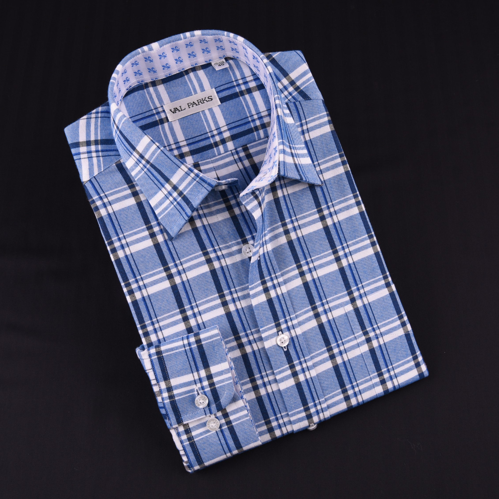 Sexy Blue Men’s Formal & Business Dress Shirt Plaids & Checks Checkered Flannel