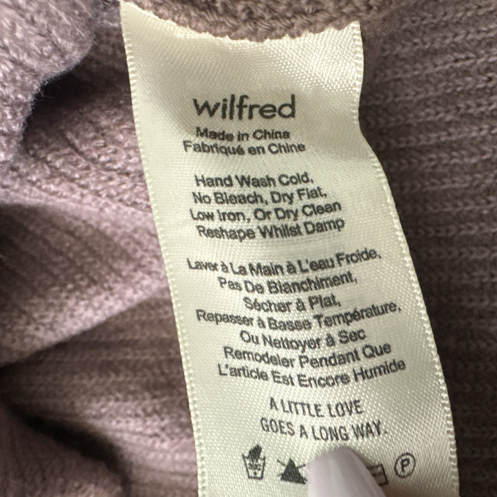 Aritzia Wilfred Sweater Vest Womens XXS Mauve Palmier Mock Neck Sleeveless Wool