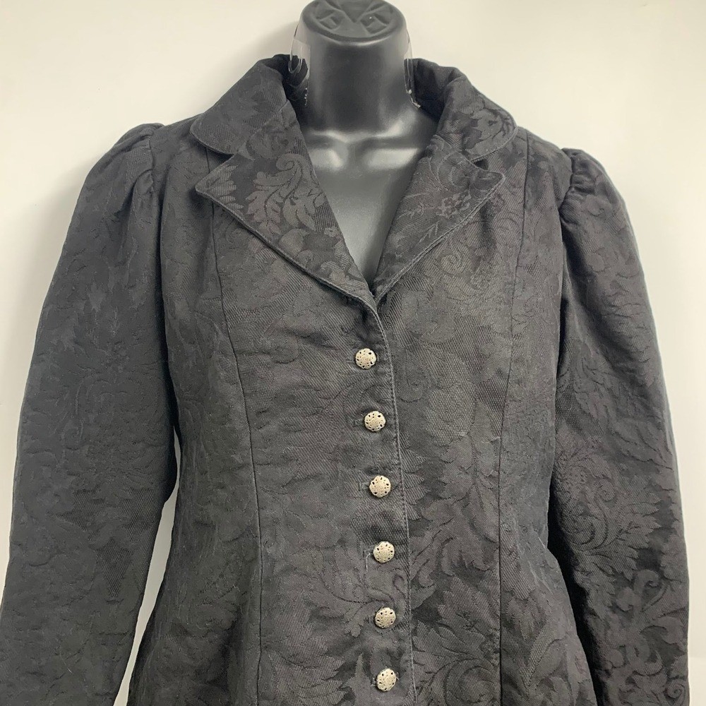 WahMaker Women’s Brocade Jacquard Puff Sleeve Victorian Style Jacket Blazer SZ 8