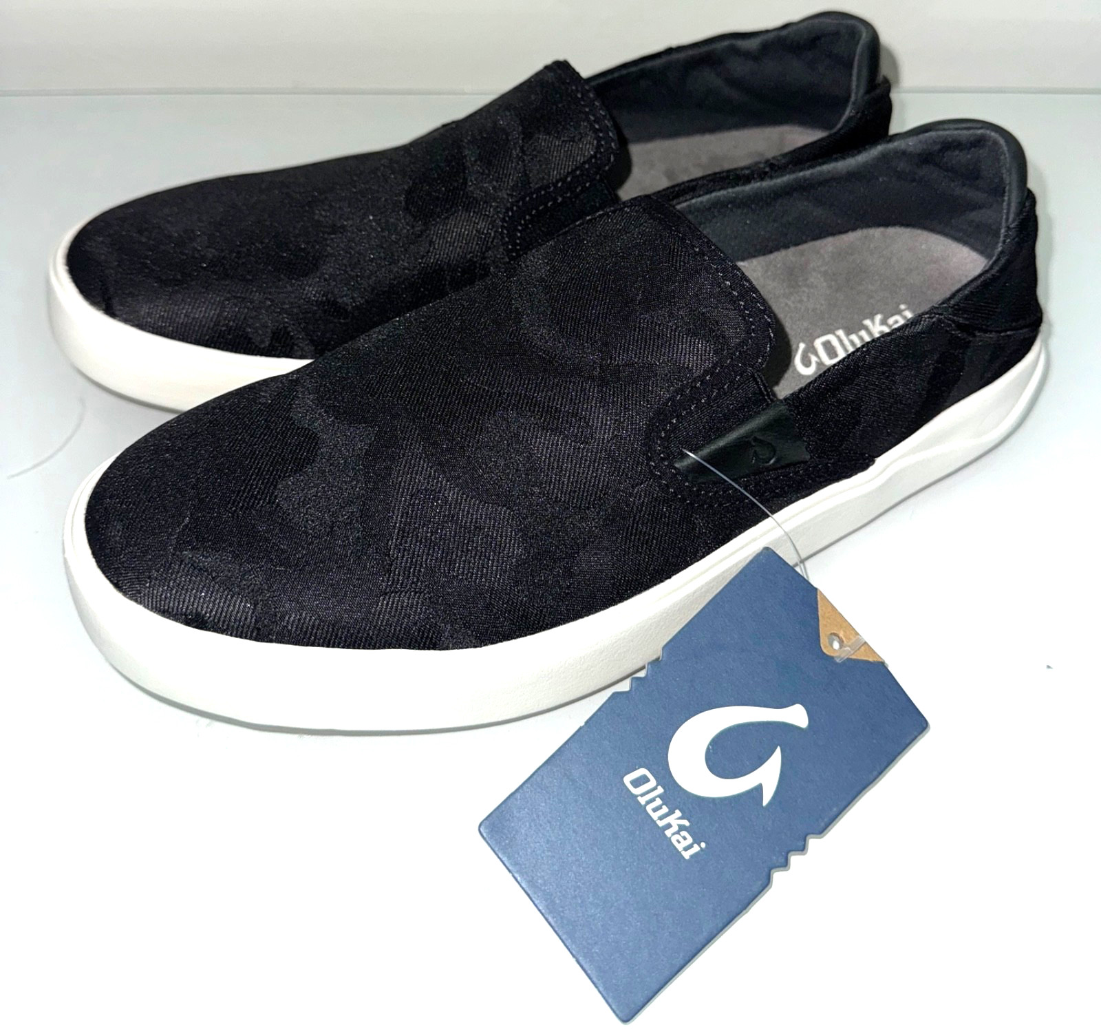 New Mens OluKai Lae’Ahi Pa’i Slip On Shoes Lava Rock / Ke Au Camo Black Sz 8