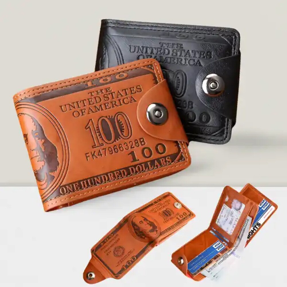 Men’s Novelty US 100 Dollar Wallet PU Leather Bill Money Billfold Card Holder US