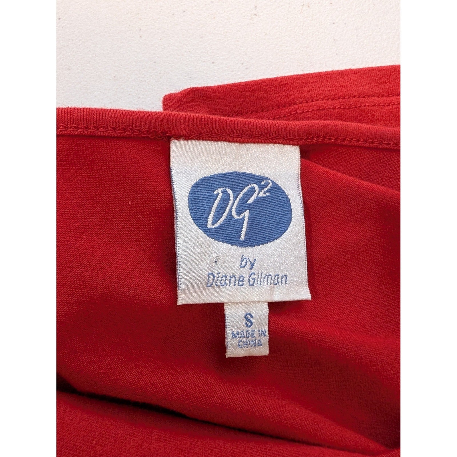 DG2 by Diane Gilman Red Embellished Tunic Top Long Sleeve Pleated Peplum Small