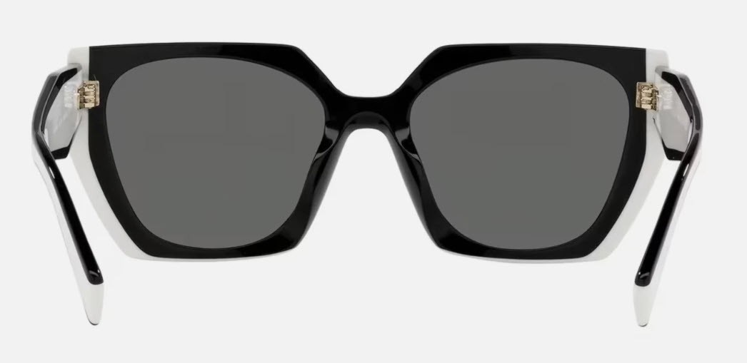 Prada PR 15WS Oversize Square Sunglasses Women Black White Frame UV400 Authentic