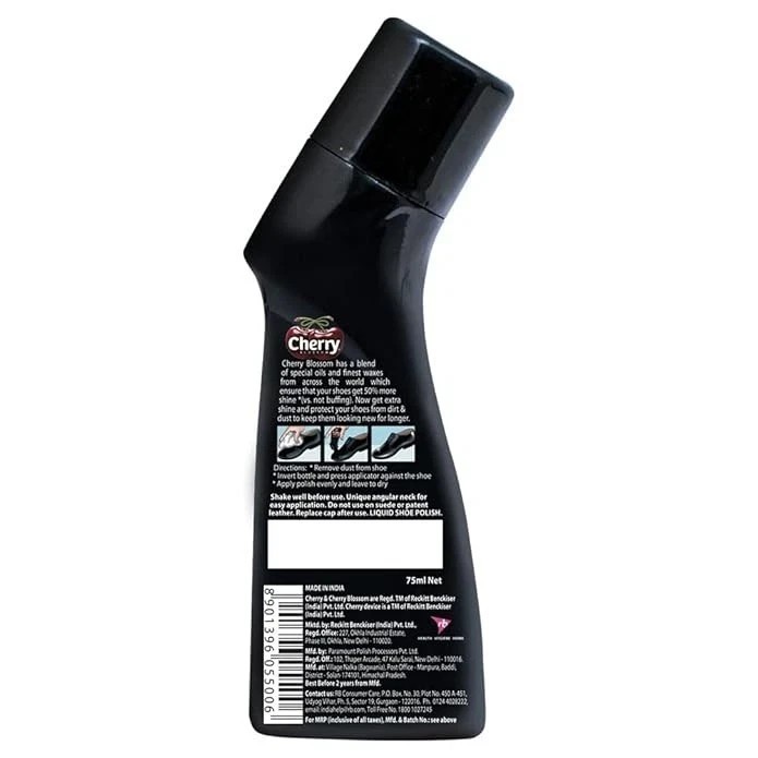 Cherry Blossom Liquid Wax Polish (Black) – 75 ml (Pack of 3)