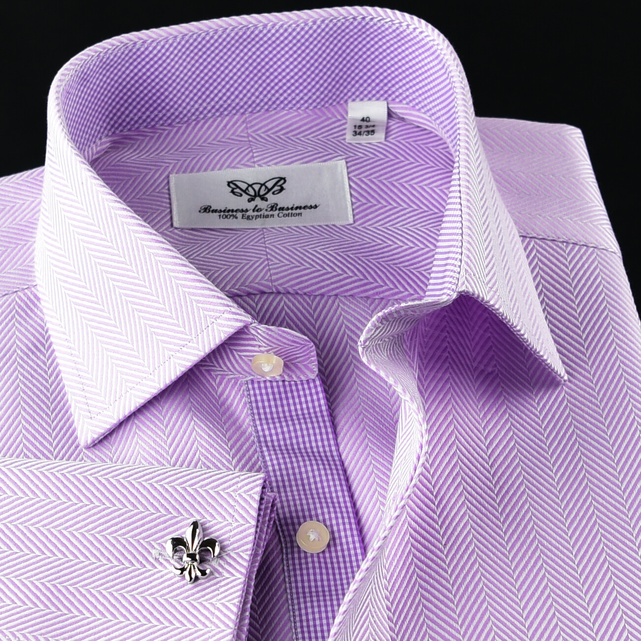 Purple Herringbone Twill Formal Business Dress Shirt Pink Check Sexy Boss Design