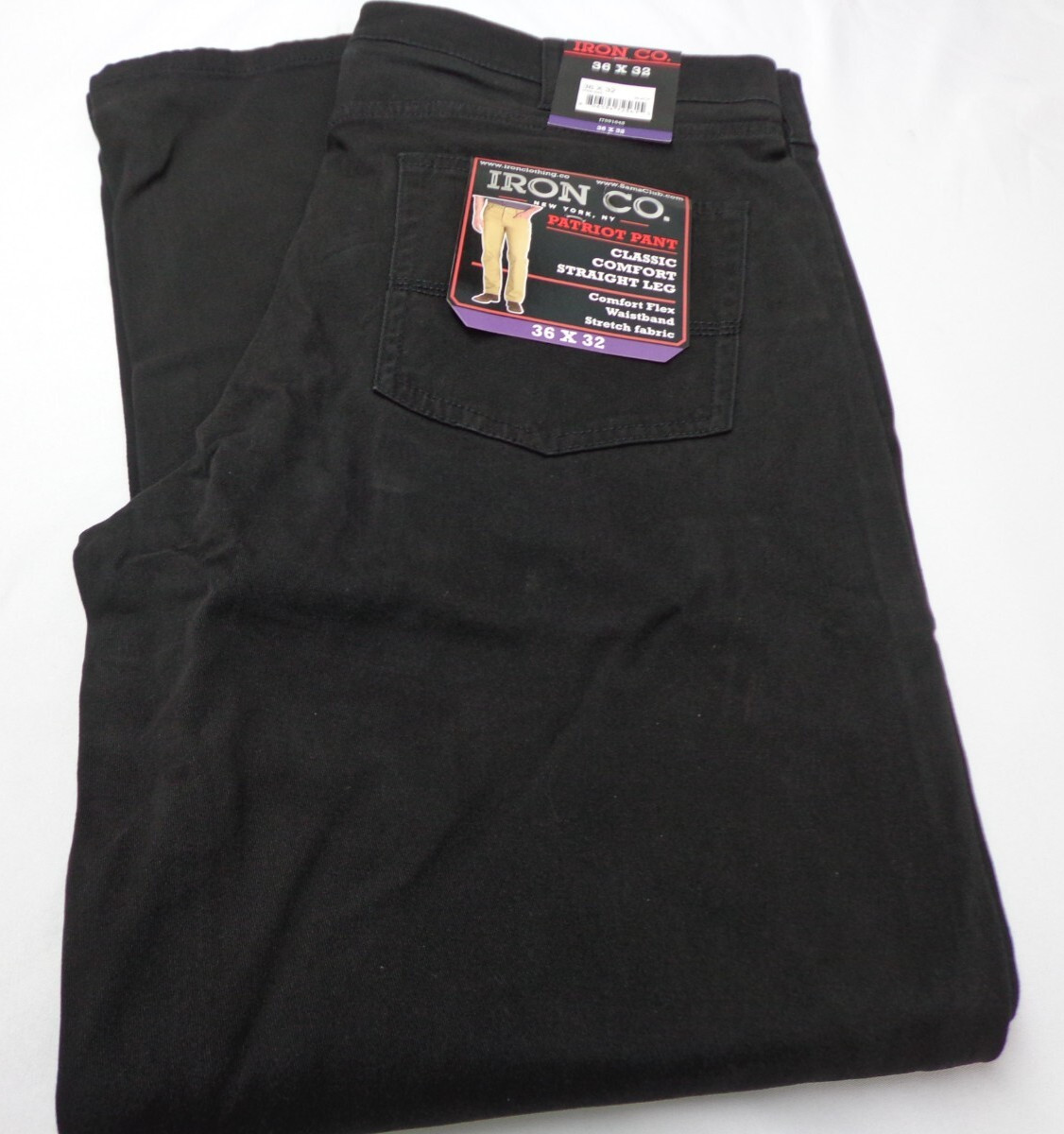 Iron Co. Men’s Classic Stretch Comfort Patriot Pants Black 36 x 32