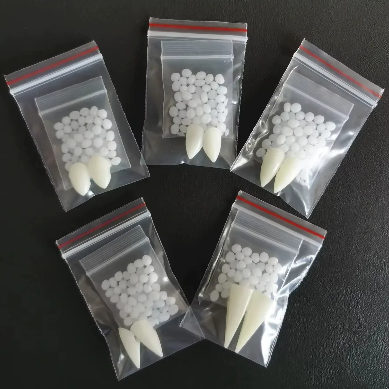 Suit Resin Vampire Teeth Fangs Halloween Props Diy Teeth plus Glue Teeth Props C