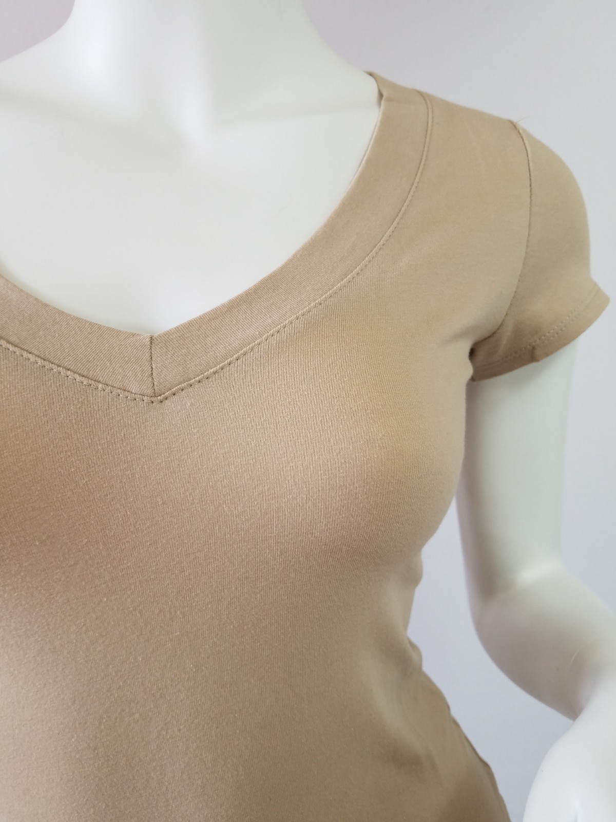 Ambiance V-Neck Short Sleeve T Shirt Basic Plain Solid Top Stretchy Cotton Tee