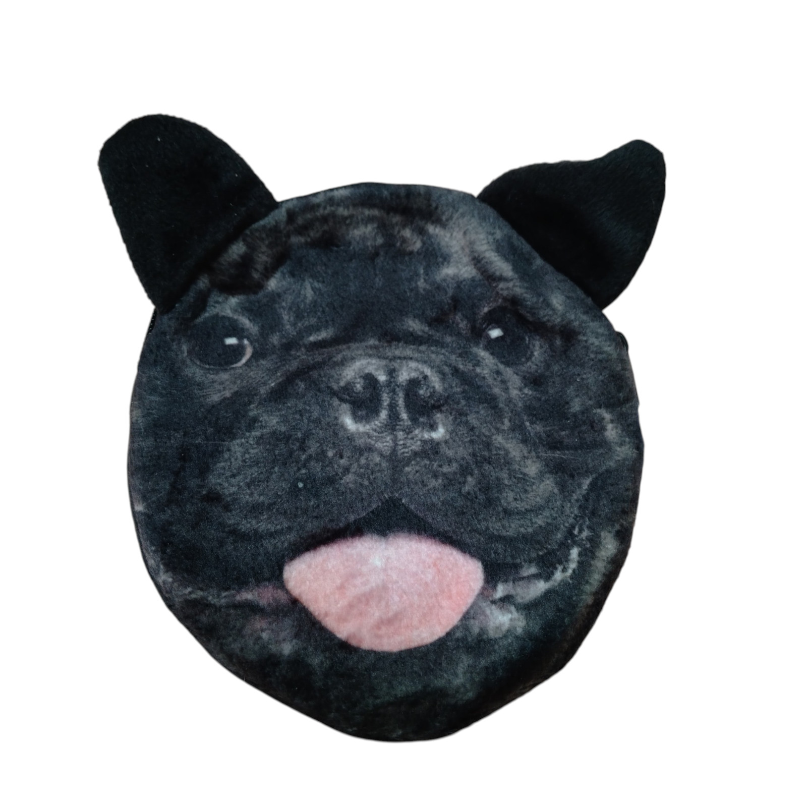 Bulldog Coin Purse Wallet Novelty Black Zip Closure Money Soft 4 x 5 Inches New