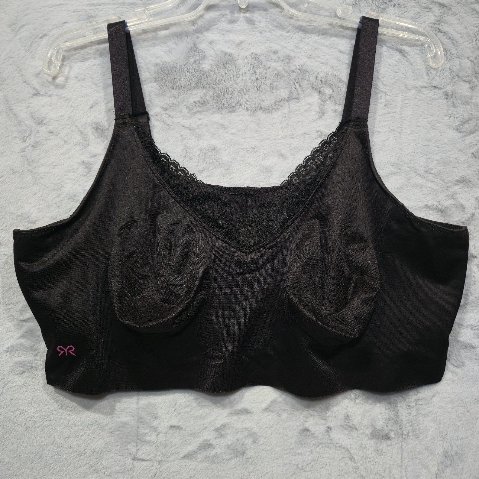 Ruby Ribbon V Neck Diva Lace Detail Demiette Seamless Bra Black 46 Plus-size.