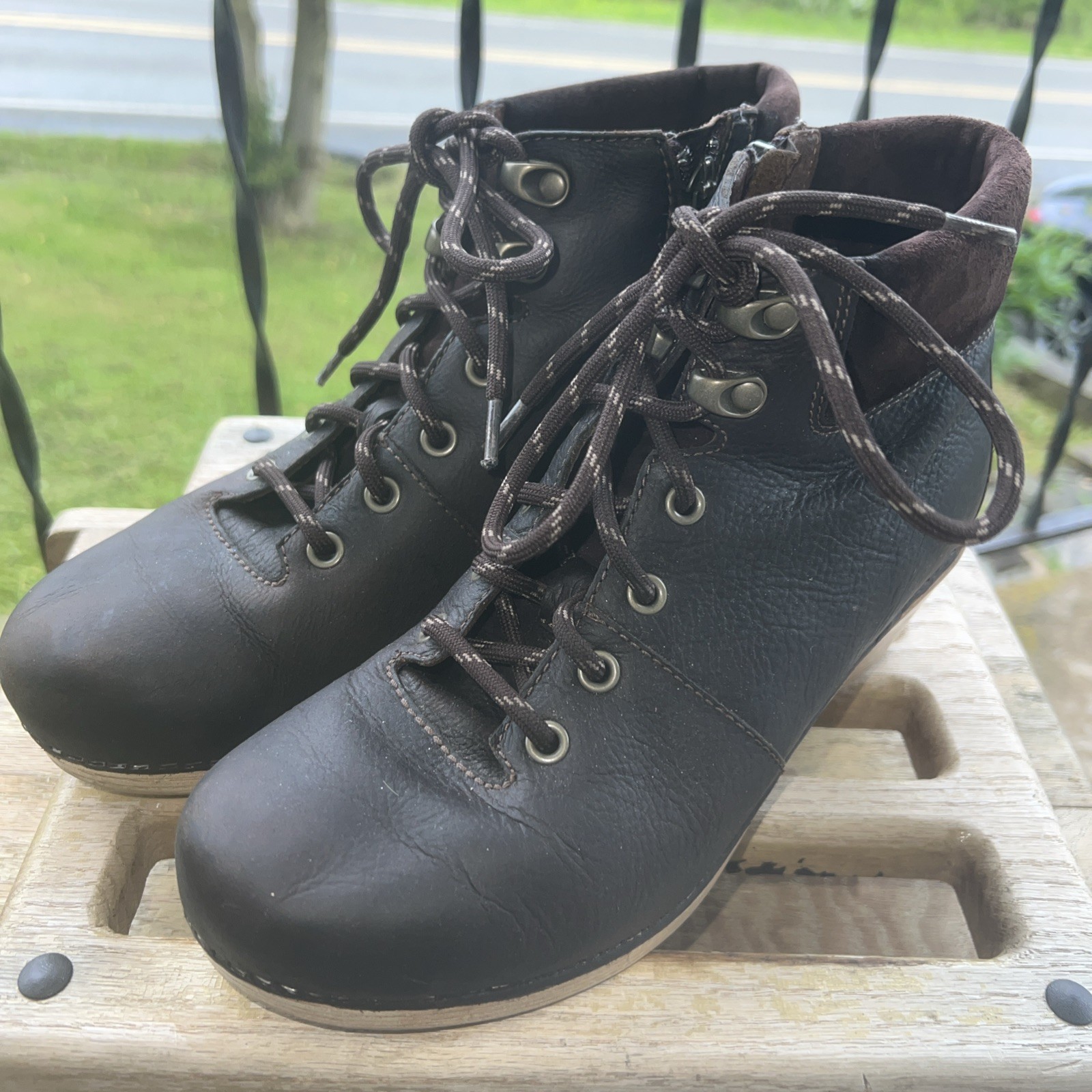 Dansko “Mikayla” Dk Brown Oiled Leather Heeled Boots Eu Size 38, USA 7