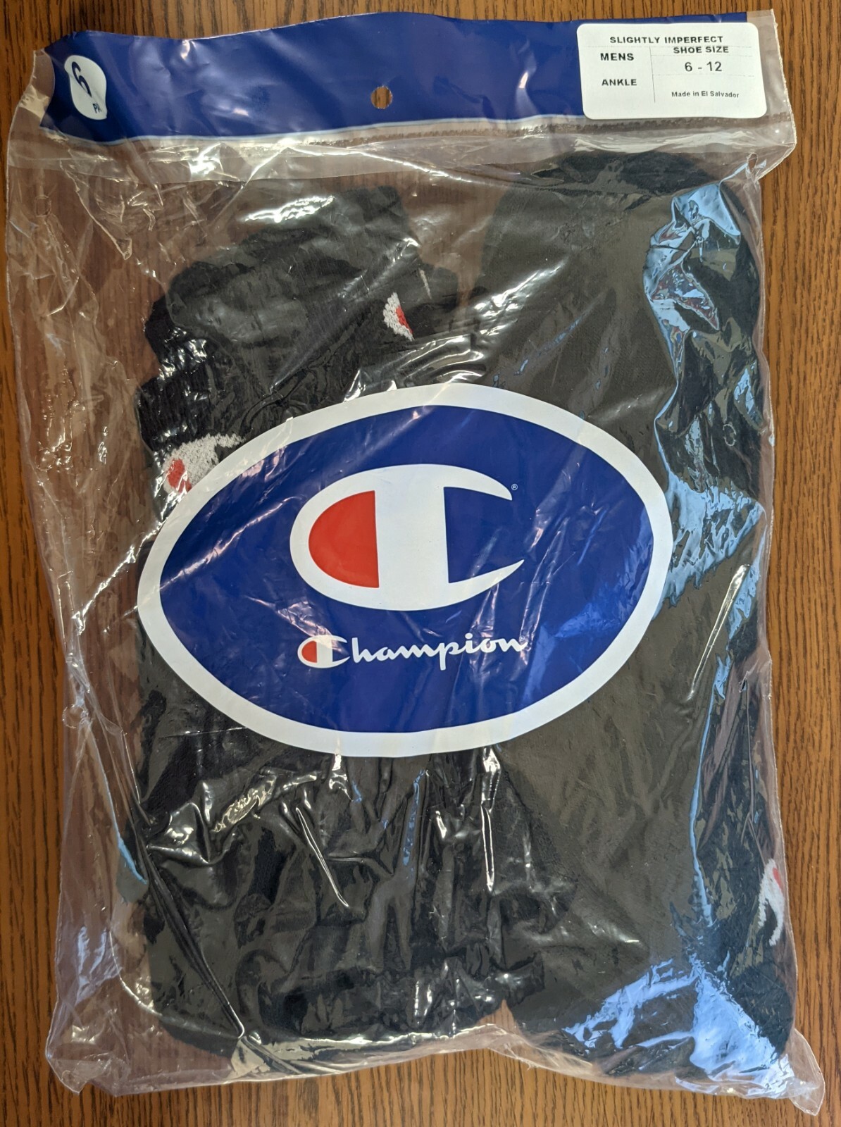 CHAMPION PACK OF 6 PAIR OF MENS ANKLE SOCKS BLACK SIZE 6-12 NEW IN PACKAGE