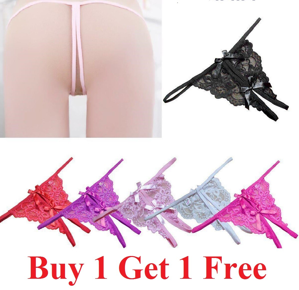 Sexy Women Lace Thong G-string Panties Lingerie Underwear Crotchles T-back