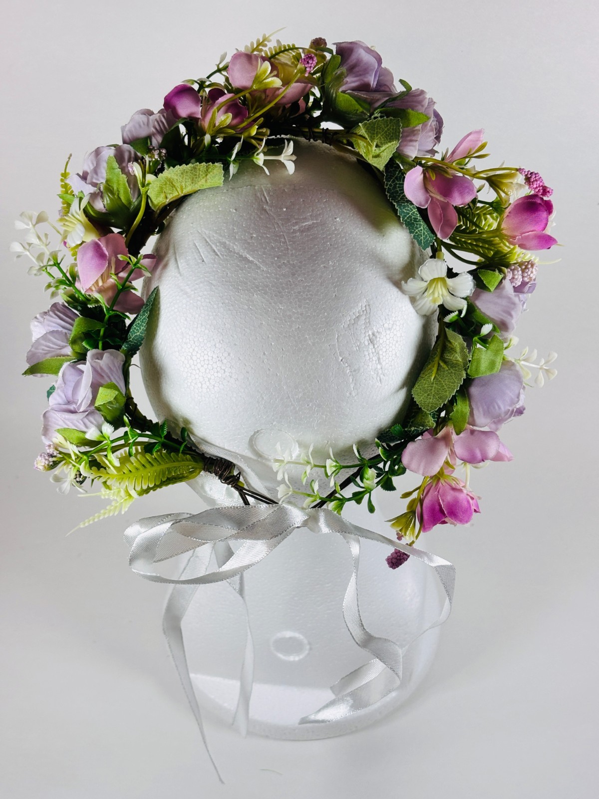 Pink Purple Flower Crown Wedding Quinceanera First Communion Boho Rose Head FH_F