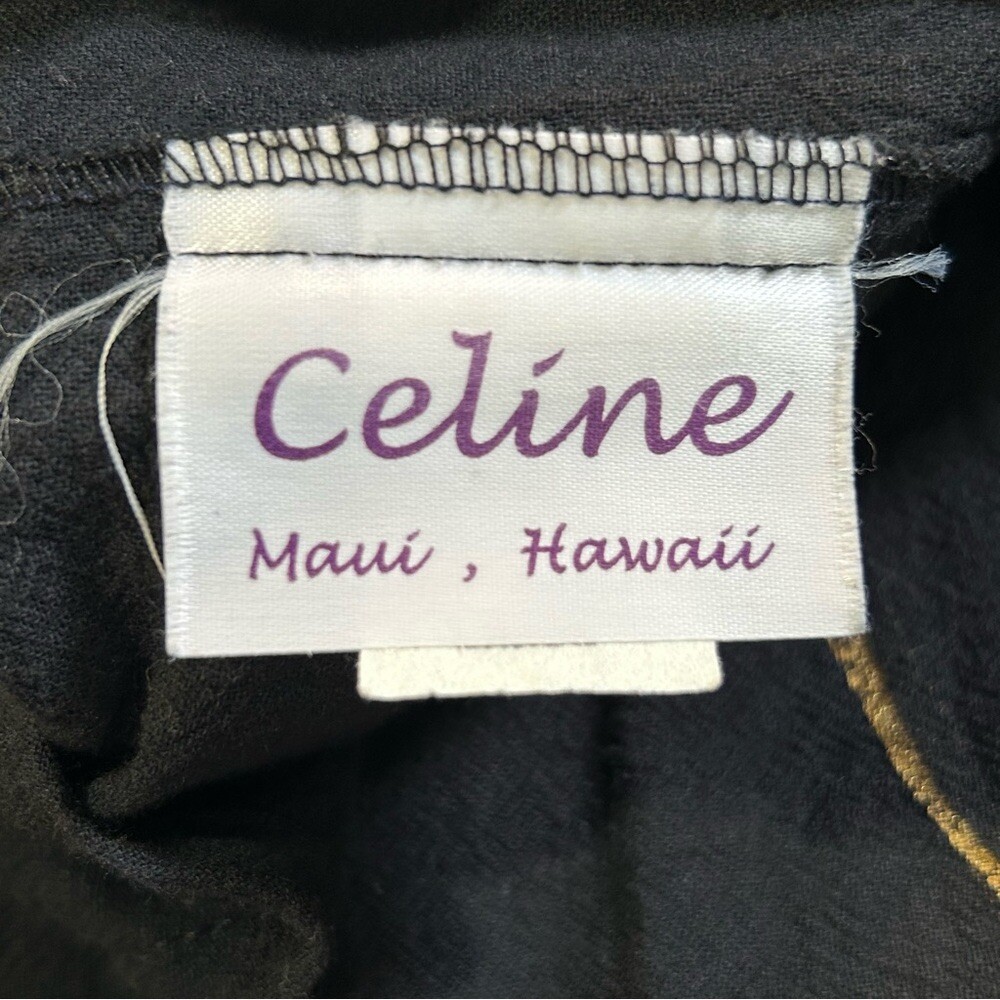Vintage Celine Hand Painted Maui Tunic Cap Sleeve Top Size Black Size XL